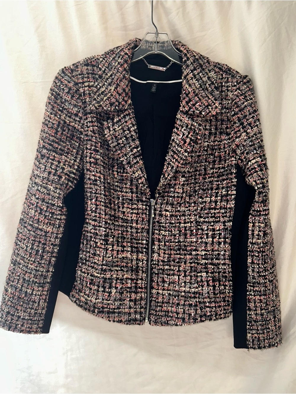Tweed Zip-Front Jacket in Multicolor Mix